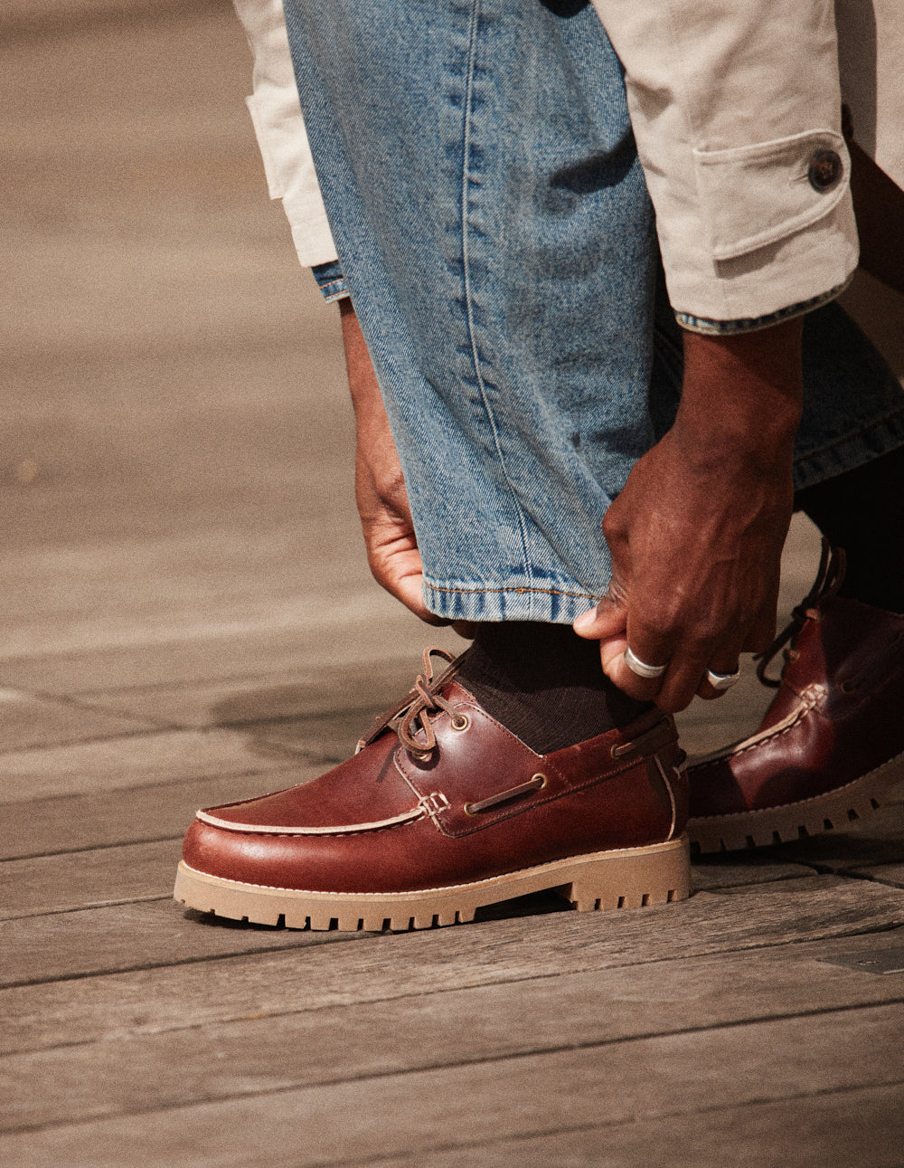 Chaussures Bateau Tom - Cuir marron foncé