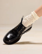 Derbies Luvi - Cuir python verni noir
