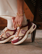Baskets basses Maé - Bordeaux beige rose