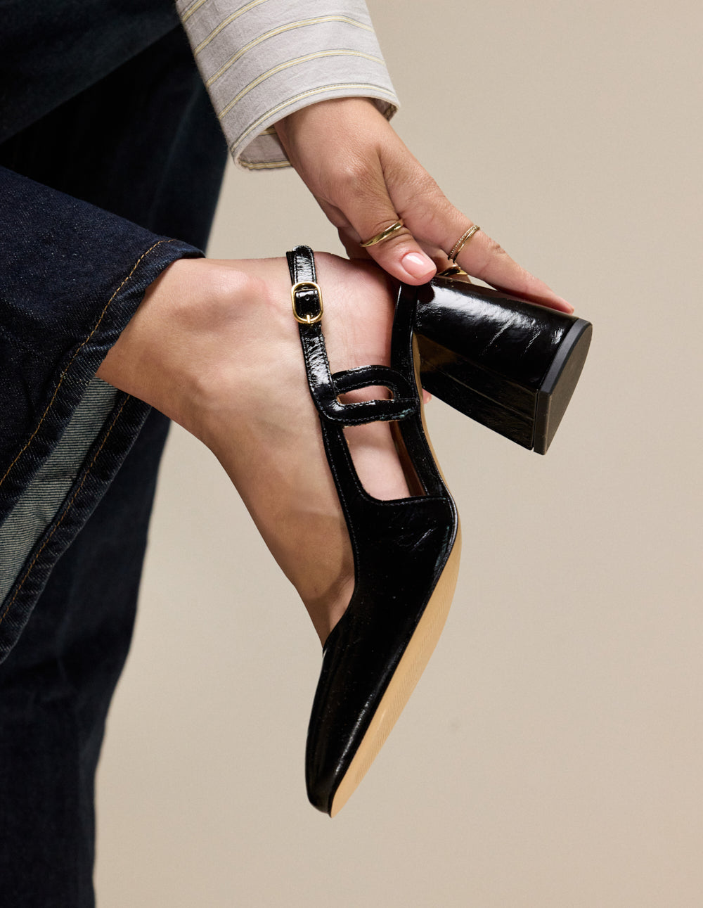 Escarpins Marcie - Cuir plissé noir