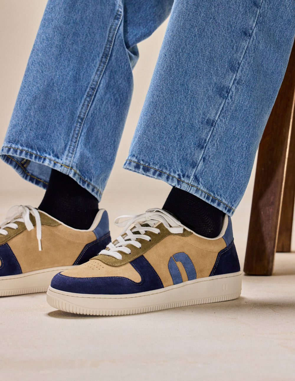 Baskets basses Matthieu - Marine beige kaki