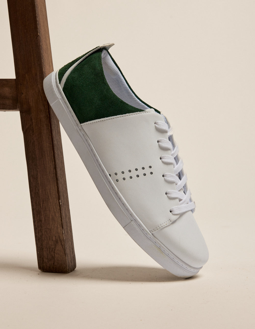 Baskets basses René - Blanc et vert