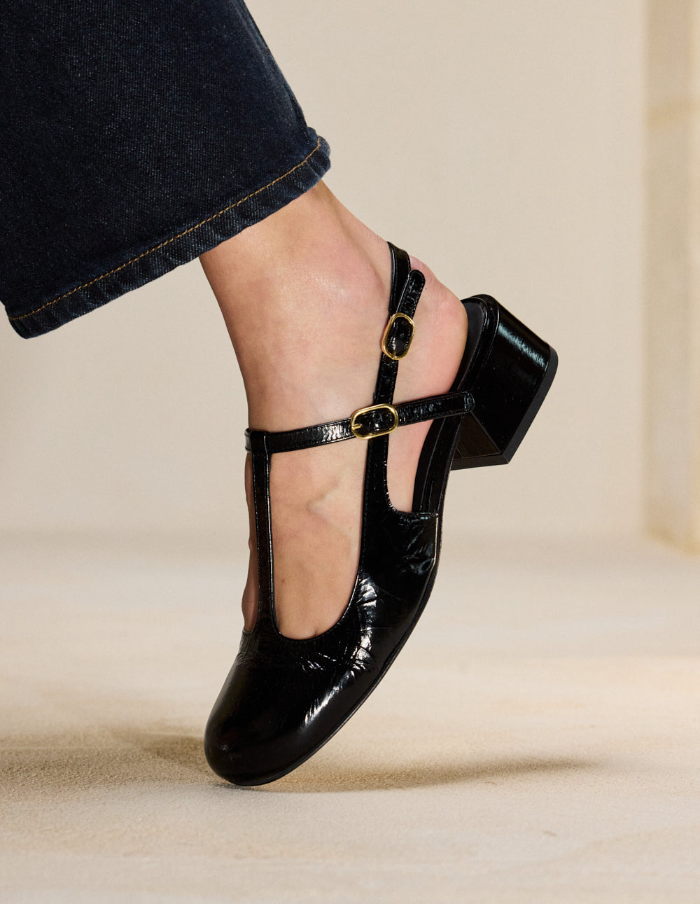 Escarpins Ryla - Cuir plissé noir