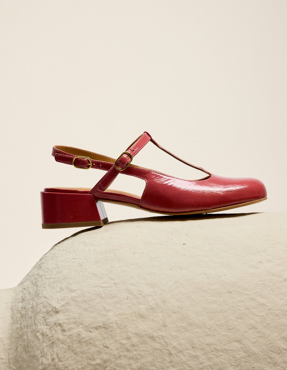 Escarpins Ryla - Cuir plissé verni rose
