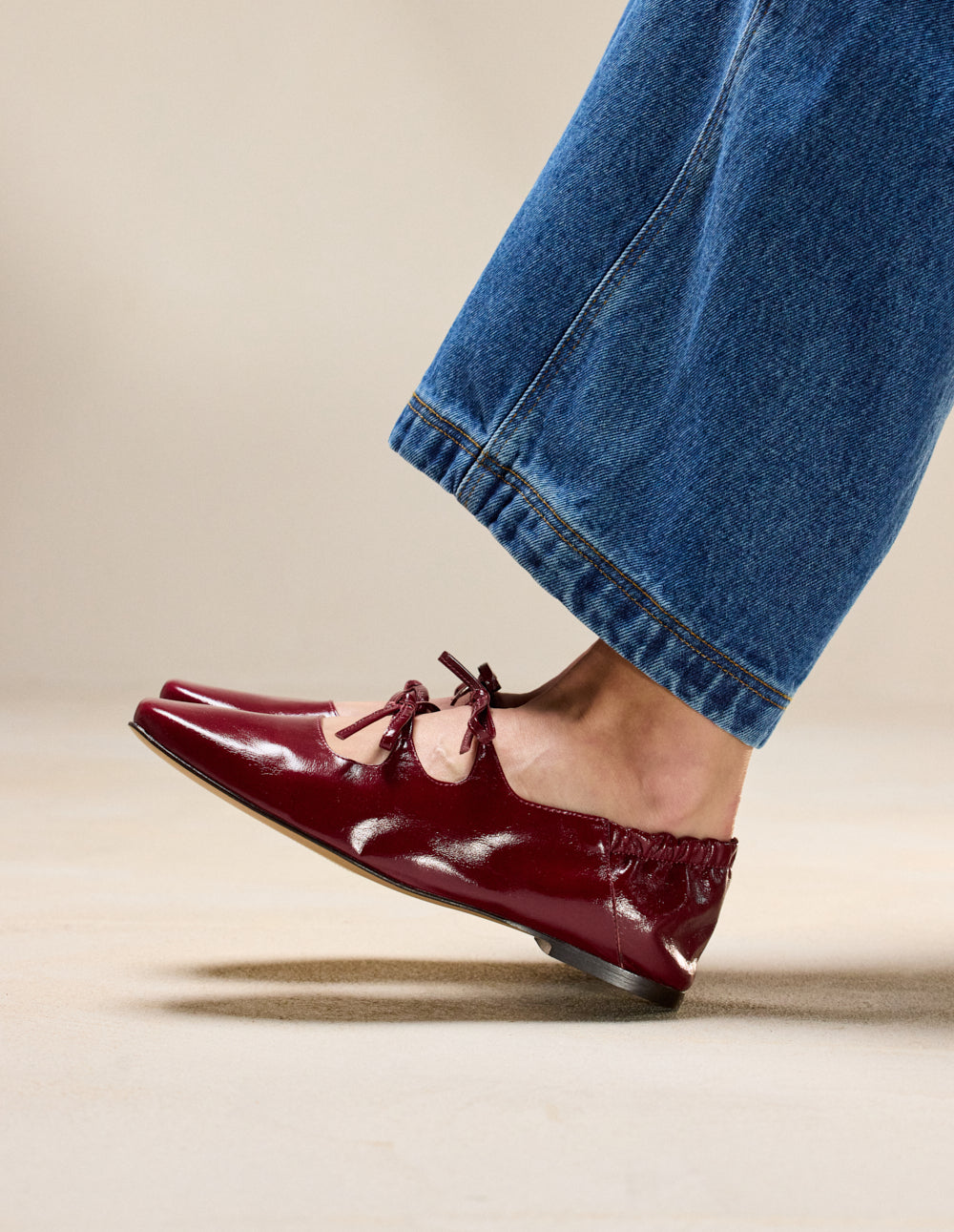 Ballerines Tula - Cuir plissé bordeaux