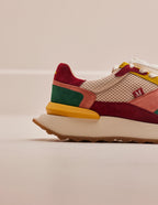 Baskets basses Yaelle - Suède et mesh sapin bordeaux jaune
